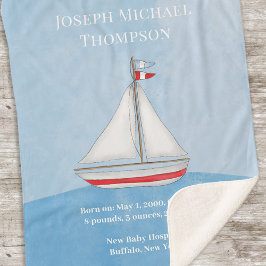 Baby Boy Blue Watercolor Sailboat Ocean Nautic Sherpadecke