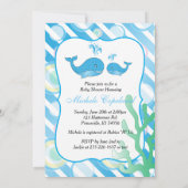 Baby Boy Blue Whale Baby Dusche Einladung (Rückseite)