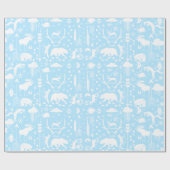Baby Boy Blue & White Forest Animal Tracks Arrows Geschenkpapier (Flach)
