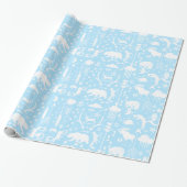 Baby Boy Blue & White Forest Animal Tracks Arrows Geschenkpapier (Ungerollt)