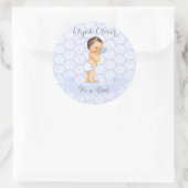 Baby Boy Blue White & Gray Runder Aufkleber (Tasche)