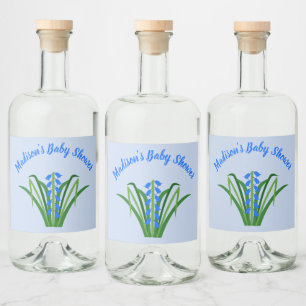 Baby Boy Bluebell Blumen Frühling Baby Shower Alkoholflaschenetikett