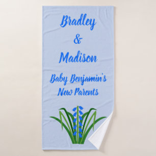 Baby Boy Bluebell Blumen Frühling Benutzerdefinier Badehandtuch