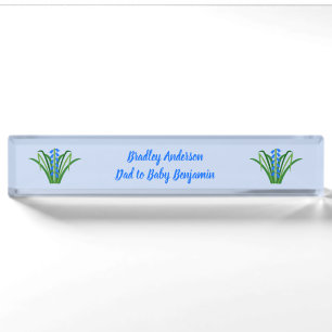 Baby Boy Bluebell Blumen Frühling Benutzerdefinier Namensplakette