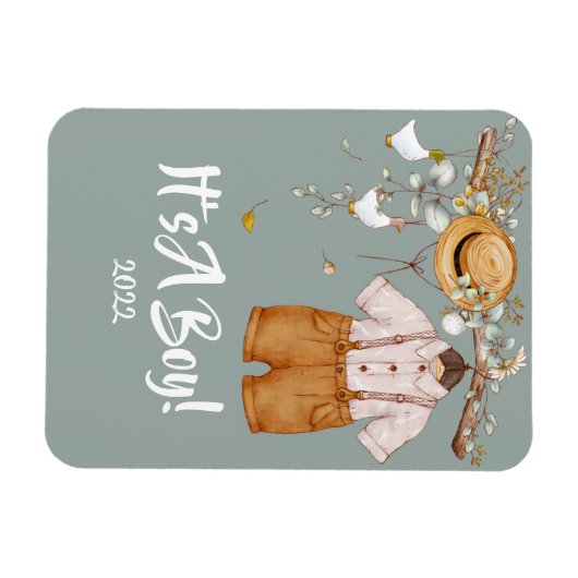 Baby Boy Boho Greenery Rustic Magnet (Horizontal)