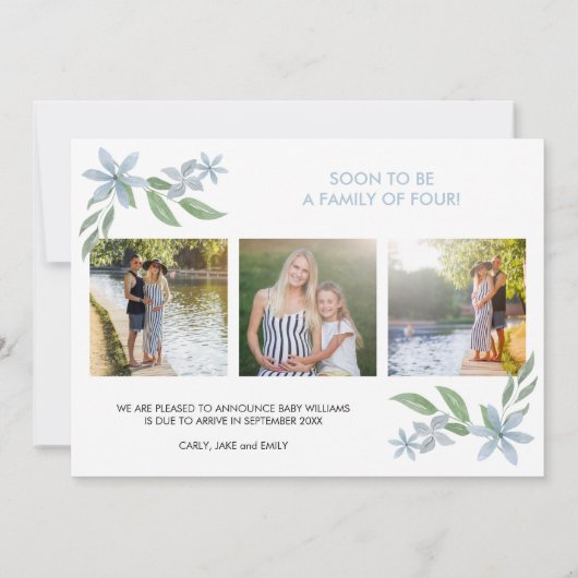 Baby Boy braut 3 Foto Niedlich Teapot Schwangersch Ankündigung (Rückseite)