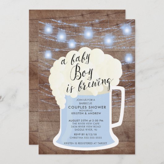 Baby Boy Braut Babydusche Einladung (Vorne/Hinten)