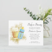 Baby Boy braut | Blauer Sommer Außendusche Einladung (Stehend Vorderseite)