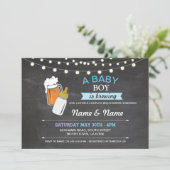 Baby Boy Brewing Shower Bers Blue Chalk Einladung (Stehend Vorderseite)