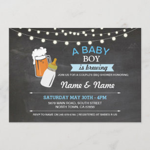 Baby Boy Brewing Shower Bers Blue Chalk Einladung