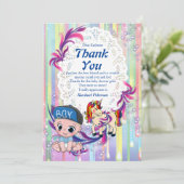 Baby Boy Bubbles & Unicorns Dankeschön Karte (Stehend Vorderseite)