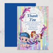 Baby Boy Bubbles & Unicorns Dankeschön Karte (Vorne/Hinten)