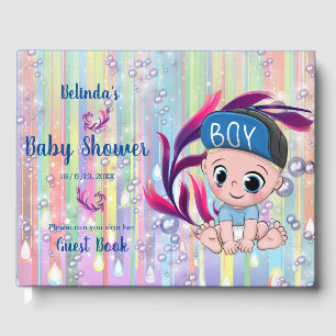 Baby Boy Bubbles & Unicorns Gästebuch