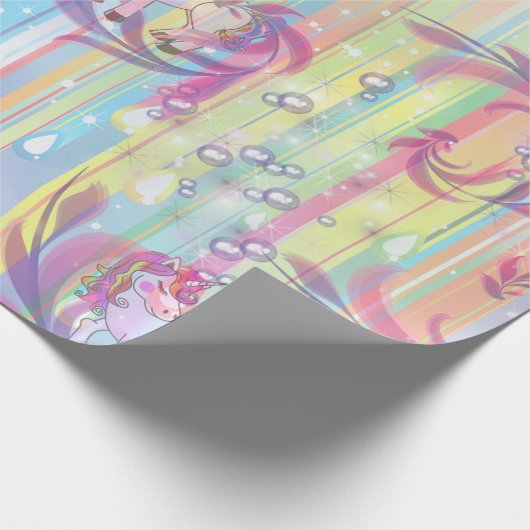Baby Boy Bubbles & Unicorns Geschenkpapier (Ecke)