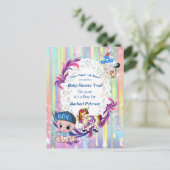 Baby Boy Bubbles & Unicorns Kinderdusche Postkarte (Stehend Vorderseite)