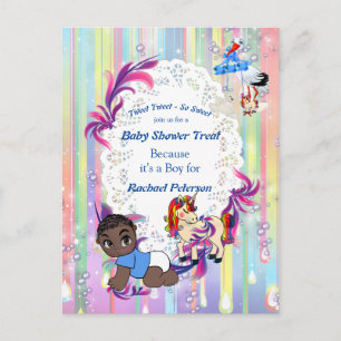 Baby Boy Bubbles & Unicorns Kinderdusche Postkarte