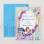 Baby Boy Bubbles & Unicorns Kinderdusche Postkarte (Vorne/Hinten)