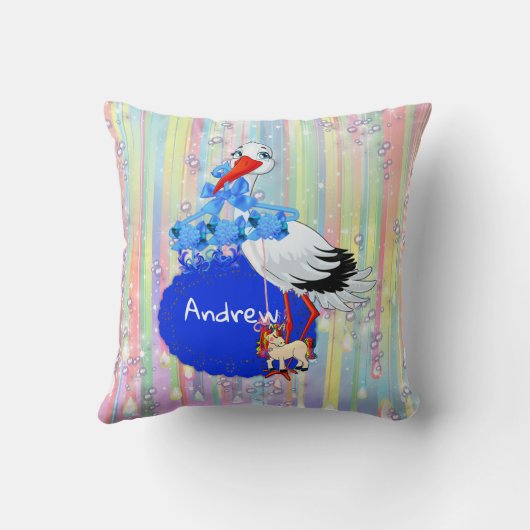 Baby Boy Bubbles & Unicorns Kissen (Rückseite)