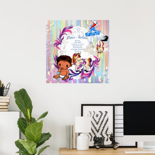 Baby Boy Bubbles & Unicorns Poster (Heimbüro)