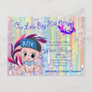 Baby Boy Bubbles & Unicorns Postkarte
