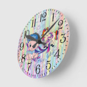 Baby Boy Bubbles & Unicorns Runde Wanduhr (Winkel)