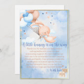 Baby Boy Bunny Baby Dusche Dankeskarte (Vorne/Hinten)