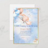 Baby Boy Bunny Baby Dusche Windeln Raffle Begleitkarte (Vorne/Hinten)