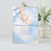 Baby Boy Bunny Baby Dusche Windeln Raffle Begleitkarte (Stehend Vorderseite)