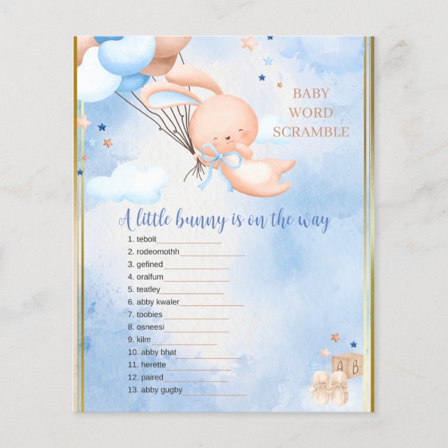 Baby Boy Bunny Baby Showspiel (Vorderseite)