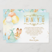 Baby Boy Bunny Balloons Babydusche Sprinkle Dankeskarte (Vorne/Hinten)