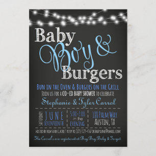 Baby Boy Burgers GRILLEN Shower Einladung Book Car