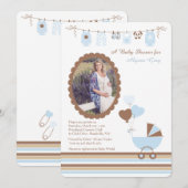 Baby Boy Cameo Foto Einladung (Vorne/Hinten)