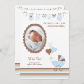Baby Boy Cameo Foto Geburtserklärung Ankündigung (Vorne/Hinten)