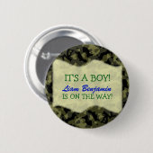 Baby Boy - Camouflage Themed Baby Dusche Button (Vorne & Hinten)