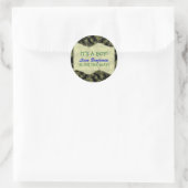 Baby Boy - Camouflage Themed Baby Dusche Runder Aufkleber (Tasche)
