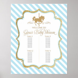 Baby Boy Carousel Themed Baby Dusche Sitzkarte Poster