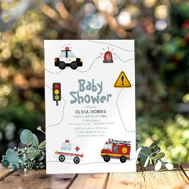 Baby Boy Cars Niedlich und moderne Babydusche Einladung