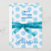 Baby Boy Christening Blue Stars B561 Einladung (Vorne/Hinten)