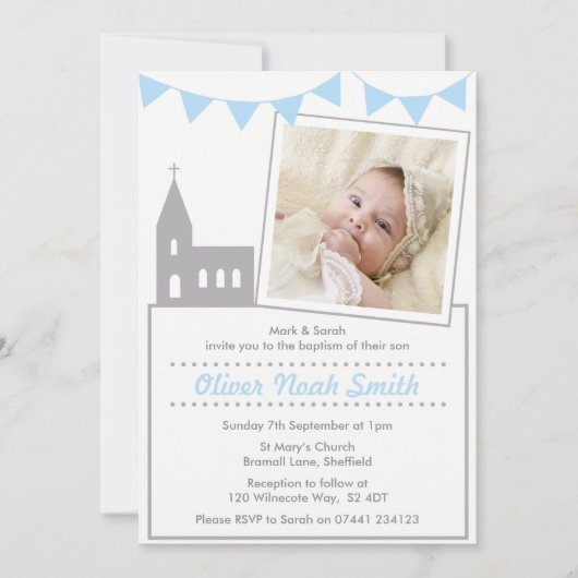 Baby Boy Christening/Taufe Einladung (Vorderseite)