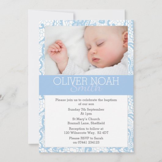 Baby Boy Christening/Taufe Einladung (Vorderseite)