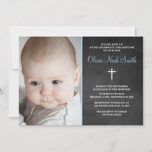 Baby Boy Christening/Taufe Einladung (Vorderseite)
