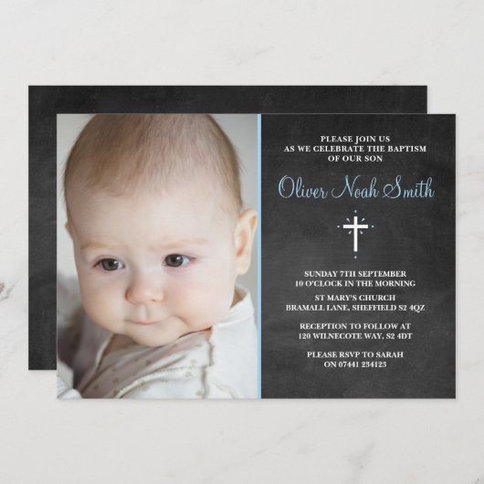 Baby Boy Christening/Taufe Einladung (Vorne/Hinten)