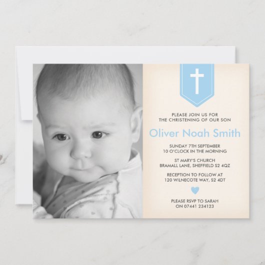 Baby Boy Christening/Taufe Einladung (Vorderseite)