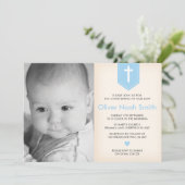 Baby Boy Christening/Taufe Einladung (Stehend Vorderseite)