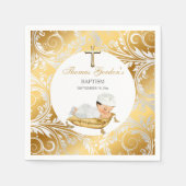 Baby Boy Christening Taufe Gold Silver Serviette (Vorderseite)