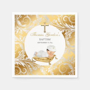 Baby Boy Christening Taufe Gold Silver Serviette