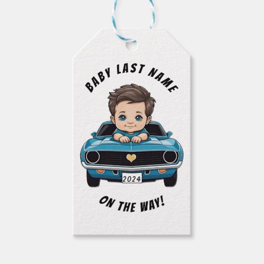 Baby Boy Classic Car Geschenkanhänger (Vorderseite)