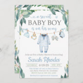 Baby Boy Clothes Kinderdusche Einladung (Vorne/Hinten)