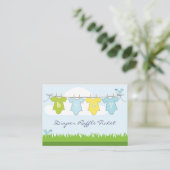 Baby Boy Clothes Line Diaper Raffle Business Card Begleitkarte (Stehend Vorderseite)