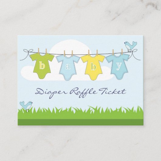 Baby Boy Clothes Line Diaper Raffle Business Card Begleitkarte (Vorderseite)